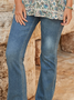 Holiday Casual Solid Zipper Mid Waist Jeans Pants
