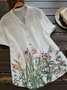 Floral Linen Elegant Shirts & Tops