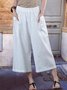Holiday Casual Elastic Waist Loosen Cotton Blends Cropped Pants