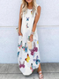 Casual Butterfly Cotton Blends Vacation Maxi Dresses