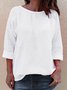 Casual Solid Round Neck Long Sleeve Shirt & Top