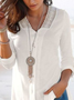 Casual Simple Lace V Neck Long sleeve tops