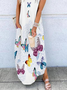 Casual Butterfly Cotton Blends Vacation Maxi Dresses