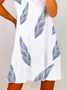 Cotton Blends Leaves V Neck Casual Vacation Dresses