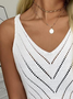 Casual Plain Guipure V neck Short Sleeve Short Sleeve Sweater