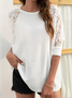 Casual Plain Cotton Blends Shirt & Top