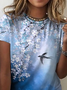 Round Neck Regular Fit Floral Vacation Short Sleeve T-shirt