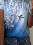 Round Neck Regular Fit Floral Vacation Short Sleeve T-shirt