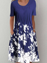 Floral Crew Neck Vacation Casual Midi Dress