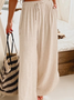Solid Color Casual Cotton Linen Loose Trousers