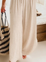 Solid Color Casual Cotton Linen Loose Trousers