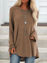 Women Loose Crew Neck Solid Long Sleeve Tunic Top