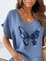 Butterfly Cotton Blends Short sleeve tops