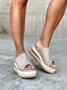 Women's PU Leather Solid Color Wedge Sandals Slippers
