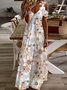 Floral V Neck Vacation Short Sleeve Knit Dress
