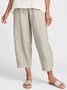 Plain Pockets Loosen Casual Pants