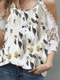 Floral Loosen Crew Neck Lace Sleeve Short sleeve tops