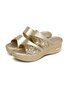 Glitter Shiny Panel Platform Heel Sandals