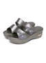 Glitter Shiny Panel Platform Heel Sandals
