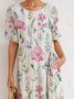Women Botanical Floral Design Loose Resort Dress