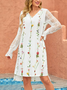 V Neck Floral Cotton Blends Long sleeve Vacation Dress