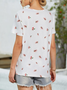 Short sleeve round neck geometric gradient flower lace Resort Floral Crew Neck Cotton Blends Shirts & Tops