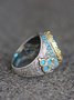 Large Diamond Ocean Blue Gemstone Ring