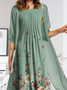 Half Sleeve Loose Floral Round Neck Two Piece Dress