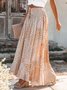 Boho Buttoned Geometric Long Skirt