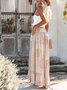 Boho Buttoned Geometric Long Skirt