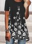 Vintage flower contrast loose holiday Top T-shirt