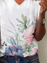 Floral Print Summer New Bestseller Lace Panel Short Sleeve T-Shirt for Women