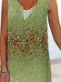 Floral Vacation Loose Women V neck Sleeveless