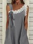 Elegant Lace Asymmetrical Neck Sleeveless Knitting Dress