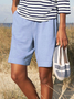 Women Cotton Linen Casual Summer Elastic Waist Comfy Shorts with Pocket