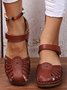 Vintage Floral Cutout Velcro Casual Sandals