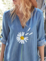 Vacation Loose Sunflower Long Sleeve Blouse