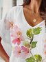 Holiday watercolor flower series blouse T-shirt