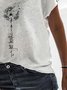 Women Casual Dandelion V Neck Plain Loose Short Sleeve Summer T-Shirt