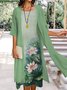 Chinese Feng Shui ink LOTUS DRESS two piece holiday suit plus size
