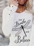 Fit Casual Dragonfly Crew Neck Buttoned T-Shirt