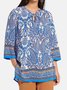 Paisley V Neck Casual Loose Blouse