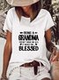 Women Casual Letter Printed Crew Neck Short Sleeve Summer T-shirt