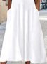 Summer Elegant Plain Crew Neck Pockets Simple Tie Knot Short Sleeve Dress
