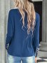 Plain lace button foundation versatile loose top T-shirt plus size