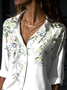 Women Daily Weekend Floral Blouse Shirt Floral Long Sleeve Button Print Shirt Collar Casual Streetwear Top