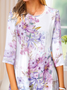 Casual Crew Neck Floral T-Shirt