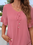 Loose Elegant Plain Crew Neck Blouse