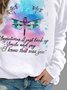 Women Casual Butterfly Autumn Spandex Loose Long sleeve Crew Neck H-Line Regular Sweatshirt