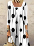 Women Geometric Polka Dots Square Neck Loose Vacation Three Quarter Sleeve Dress